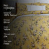 Cherry Blossom Floral Bedsheet - Mustard Yellow