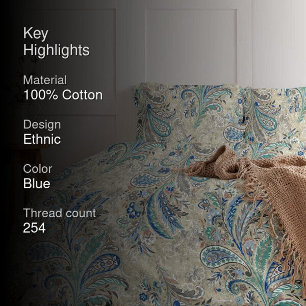 Duna Boheme Floral Bedsheet - Tiffany Blue