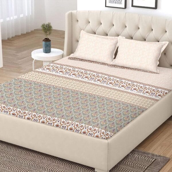 Iris Printed Bedsheet - Beige Iris Printed Bedsheet - Beige