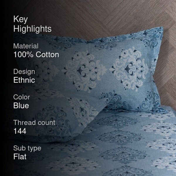 Ivora Ethnic Bedsheet - Blue