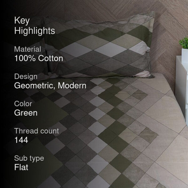 Jora Geometric Bedsheet - Green
