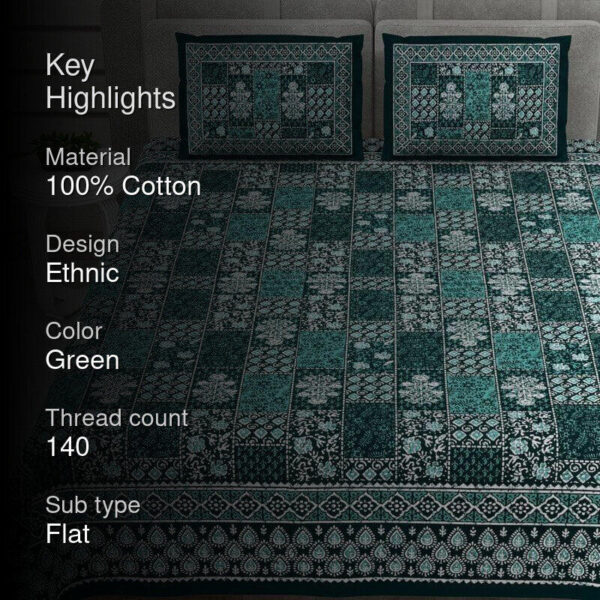 Kavyaa Printed Bedsheet - Bottle Green