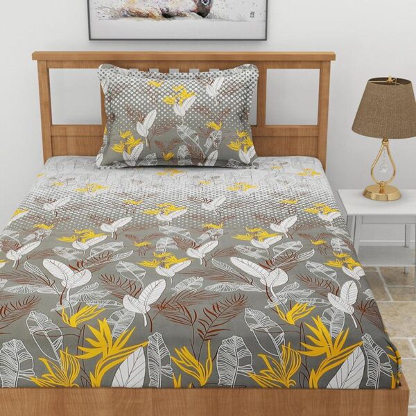 Lale Floral Bedsheet - Charcoal Grey Lale Floral Bedsheet - Charcoal Grey