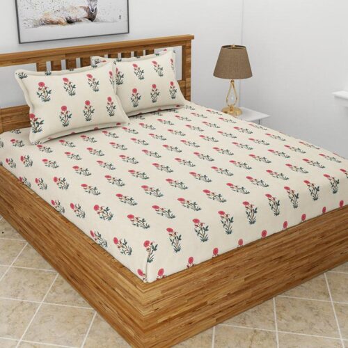 Larks Floral Bedsheet - Cream
