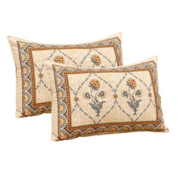 Mughal Jaali Printed Bedsheet - Yellow & Beige Mughal Jaali Printed Bedsheet - Yellow & Beige