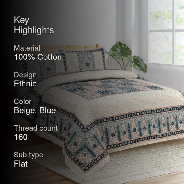 Parth Ethnic Bedsheet - Blue