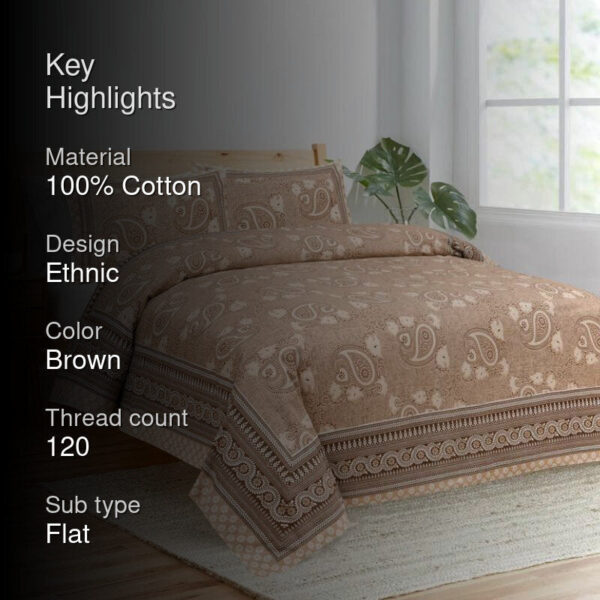 Petals & Paisleys Bedsheet - Brown Petals & Paisleys Bedsheet - Brown