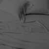 Sofia 100% Cotton Satin Weave Solid Bedsheet - Dark Grey - 400 TC
