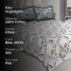 Tiya Printed Bedsheet - Blue