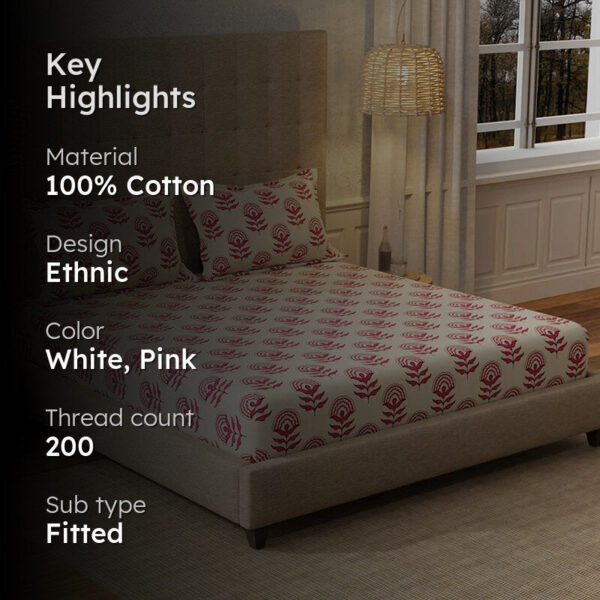 Urban Space Florabell Cherry Red Bedsheet - 200 TC Urban Space Florabell Cherry Red Bedsheet - 200 TC