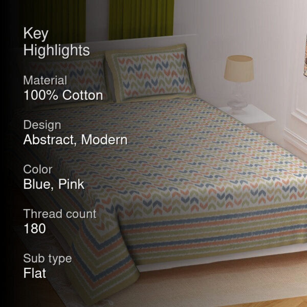 Vance Abstract Bedsheet - Blue & Pink Vance Abstract Bedsheet - Blue & Pink