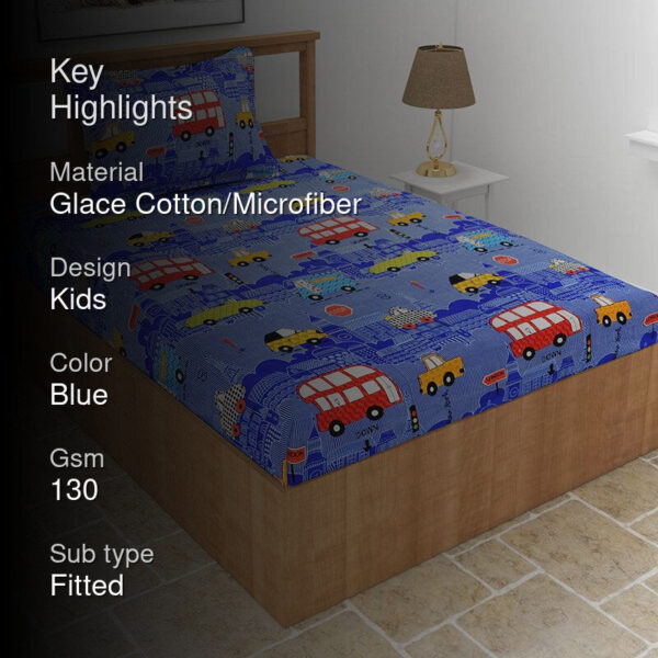 Way To School Kids Bedsheet - Blue Way To School Kids Bedsheet - Blue