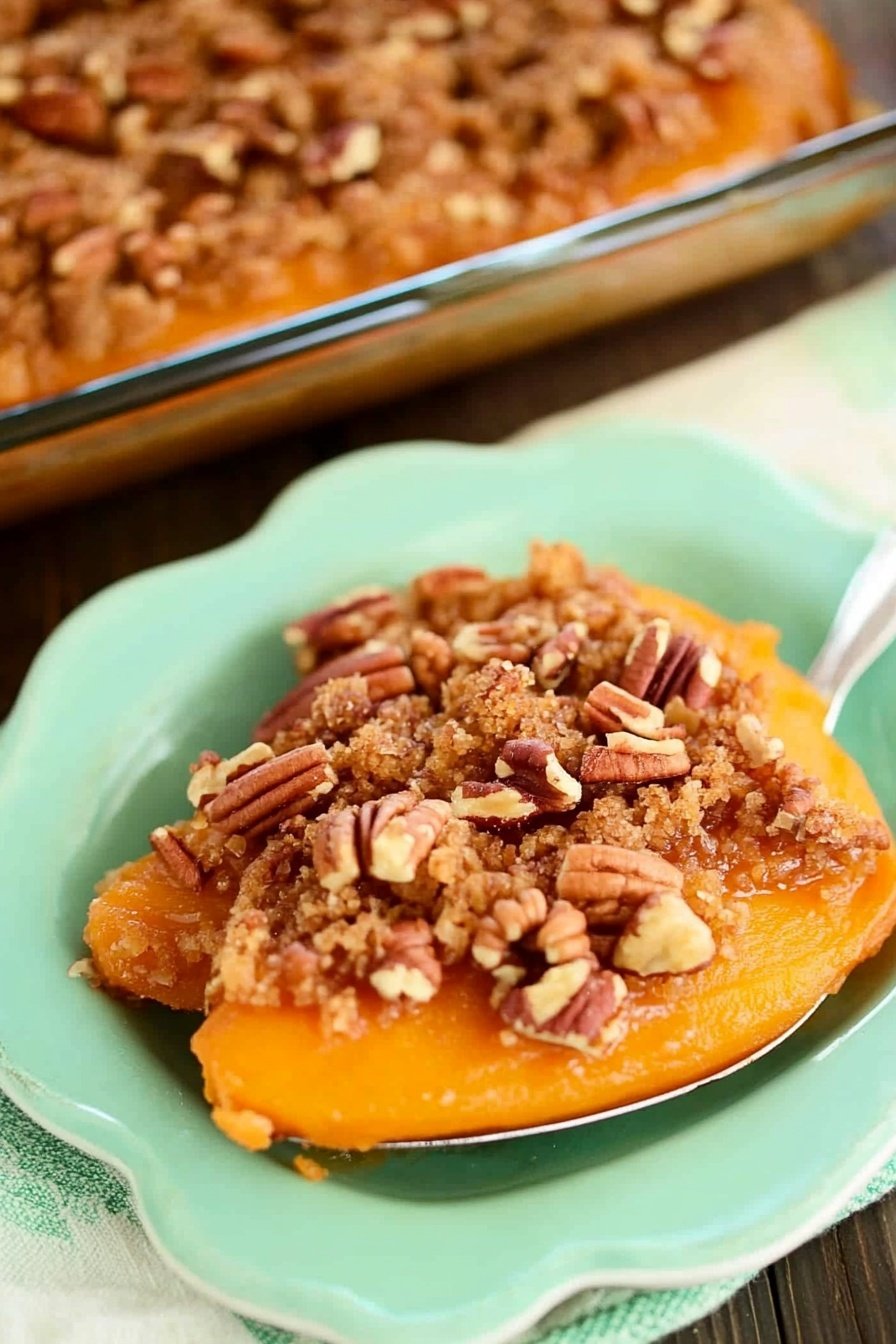 Candied Sweet Potatoes with Pecan Topping