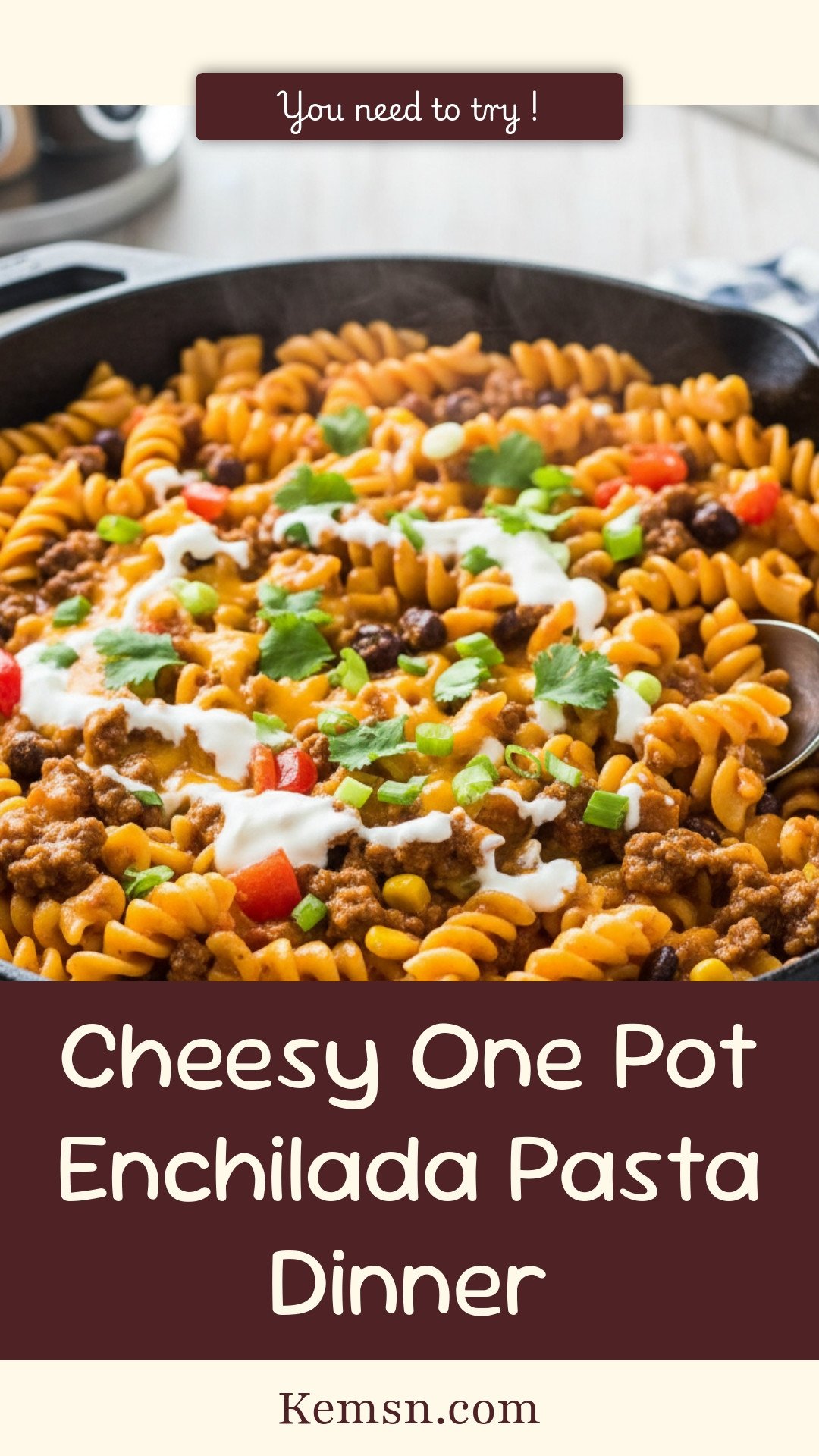 Cheesy One Pot Enchilada Pasta Dinner