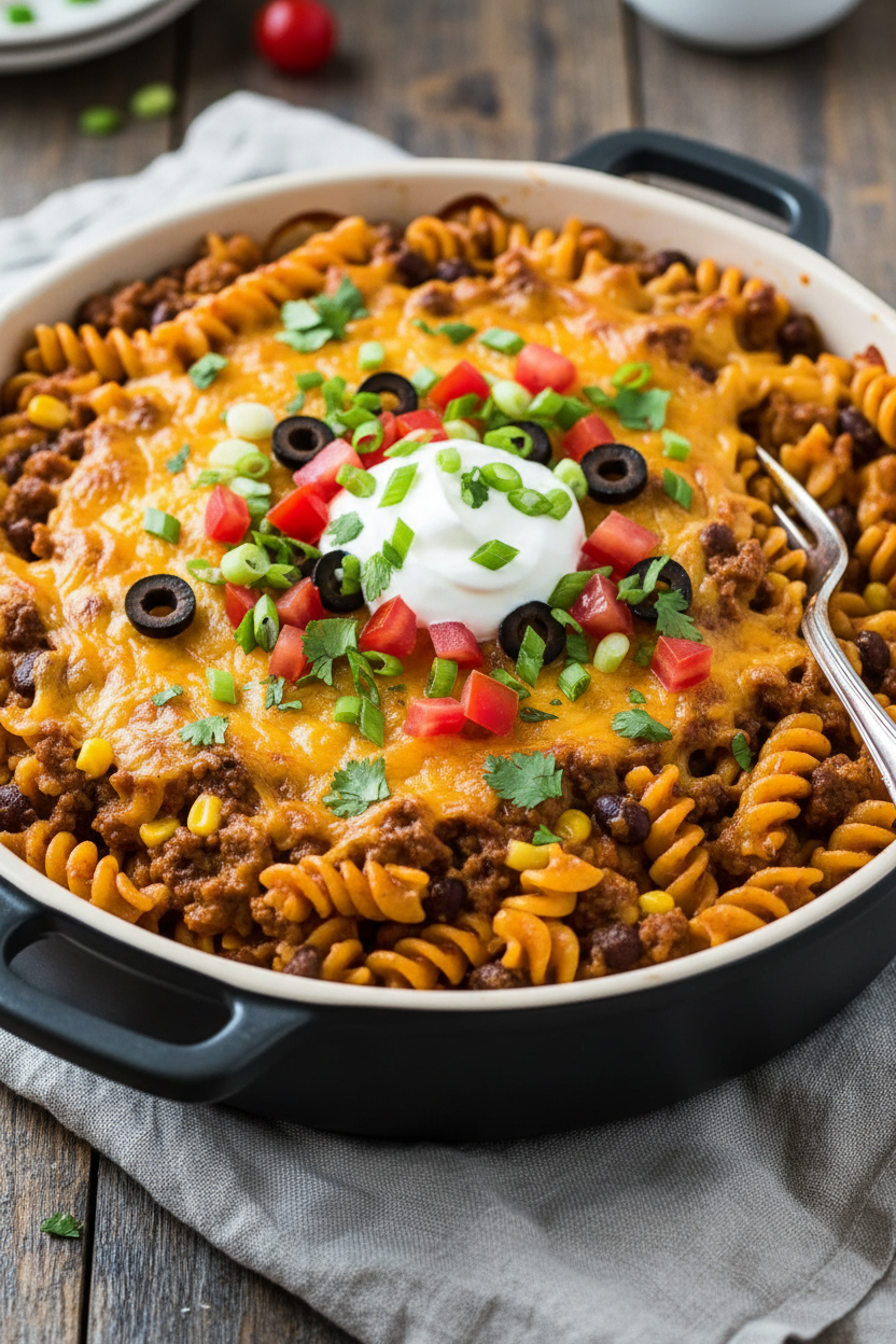 Cheesy One Pot Enchilada Pasta Dinner