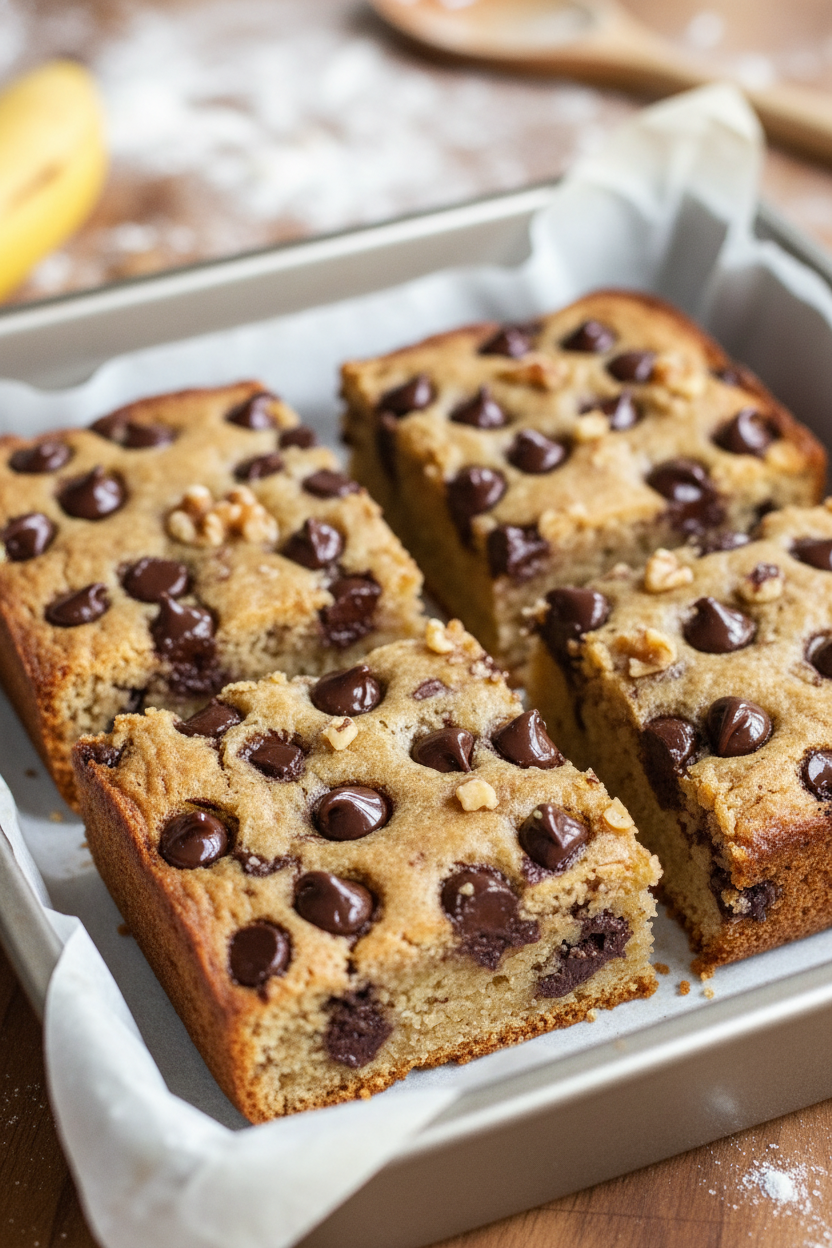 Chocolate Chip Banana Bars Snack On Meat