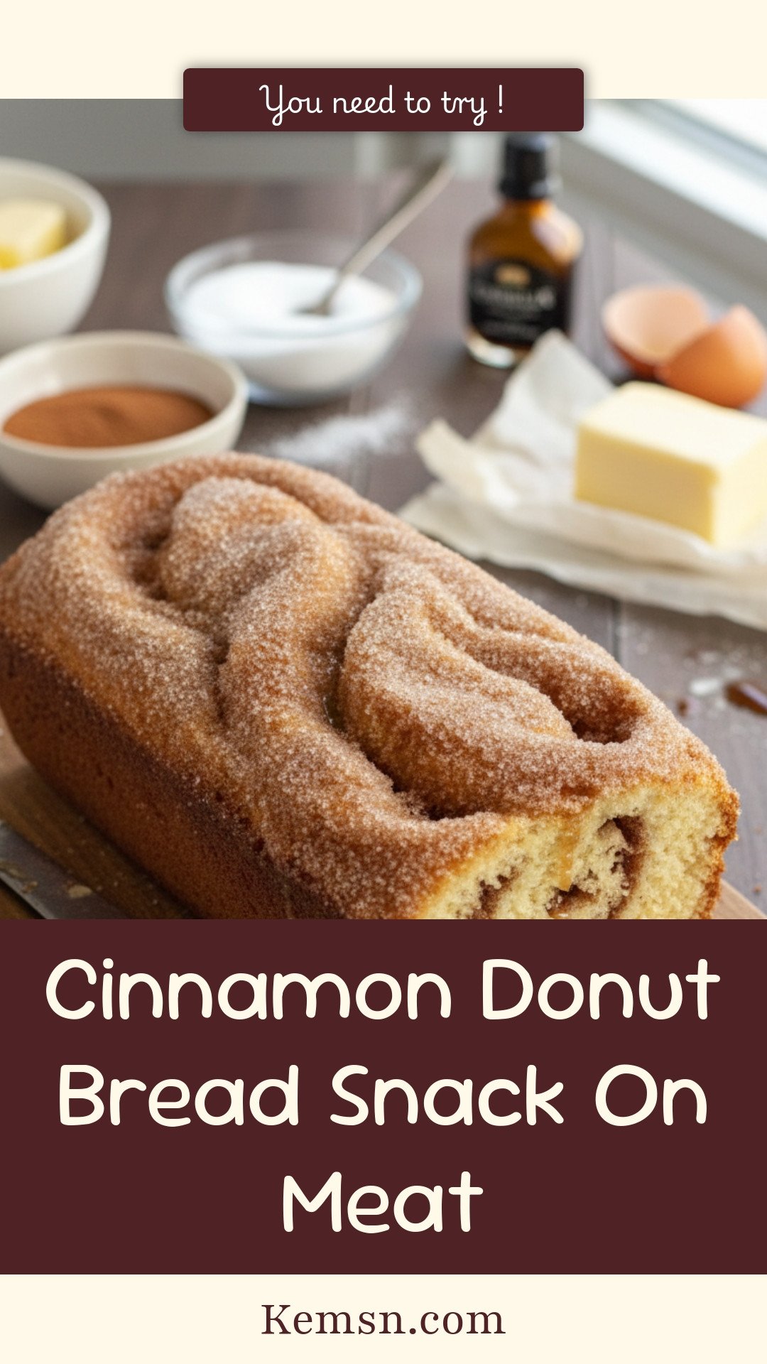 Cinnamon Donut Bread Snack On Meat
