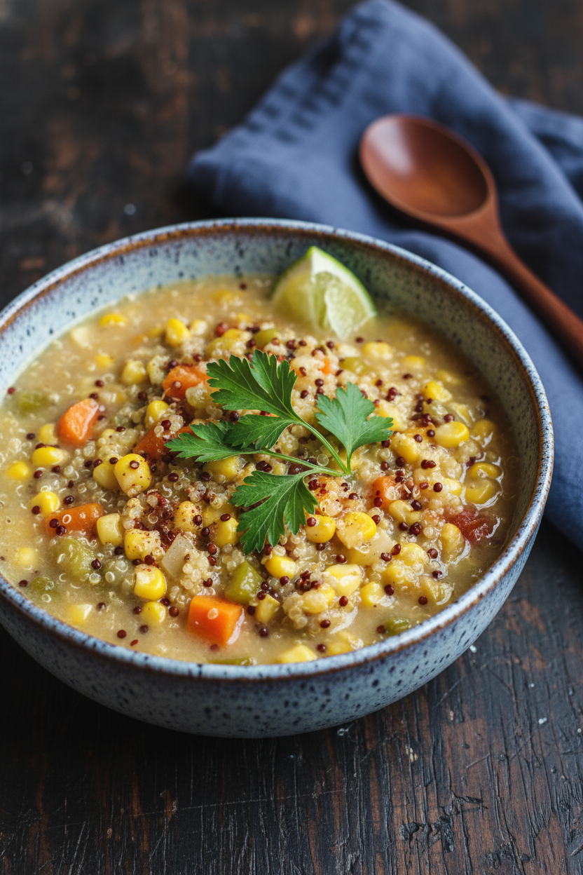 Creamy Dairy-Free Quinoa Corn Chowder Comfort