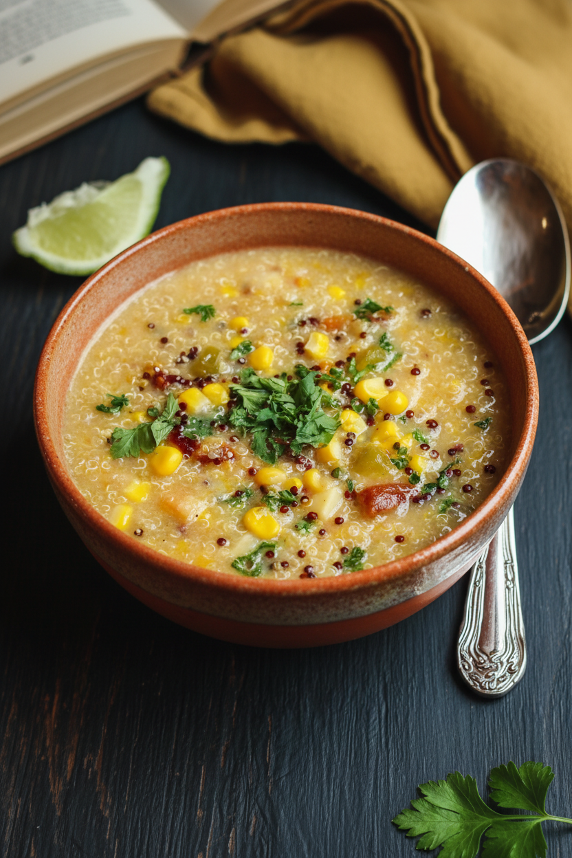 Creamy Dairy-Free Quinoa Corn Chowder Comfort