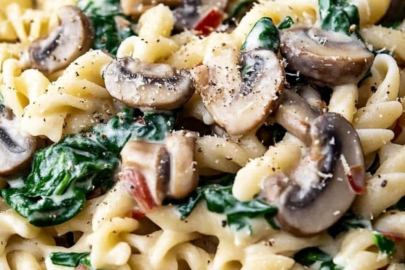 Creamy Mushroom Spinach Pasta Recipe