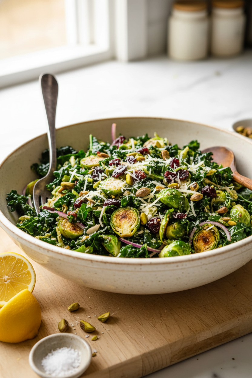 Kale Brussels Sprouts Salad Recipe Snack On Meat