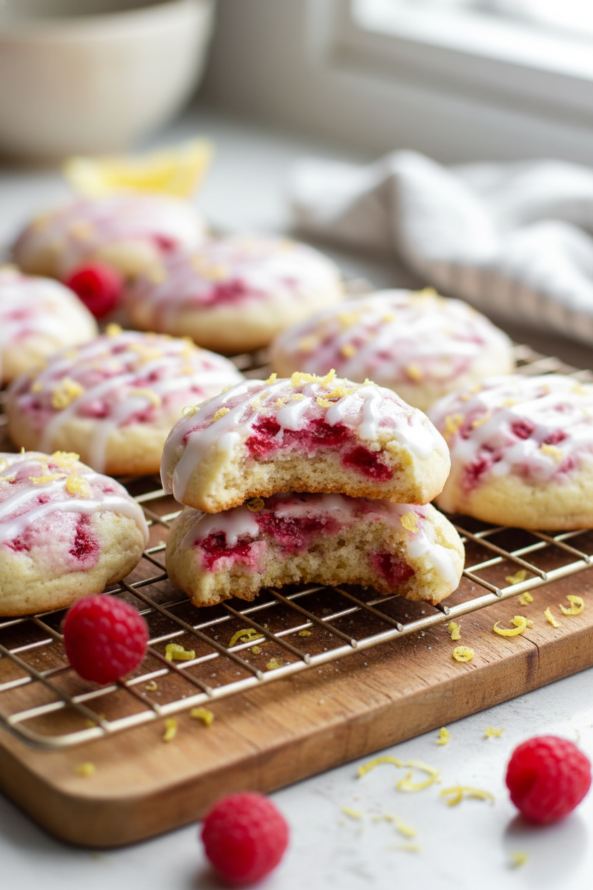 Lemon Raspberry Cookies Soft Tangy Natural