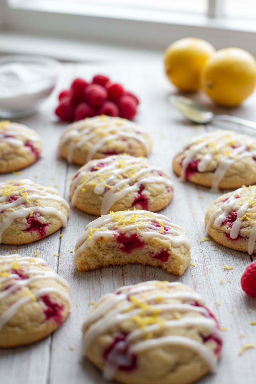 Lemon Raspberry Cookies Soft Tangy Natural