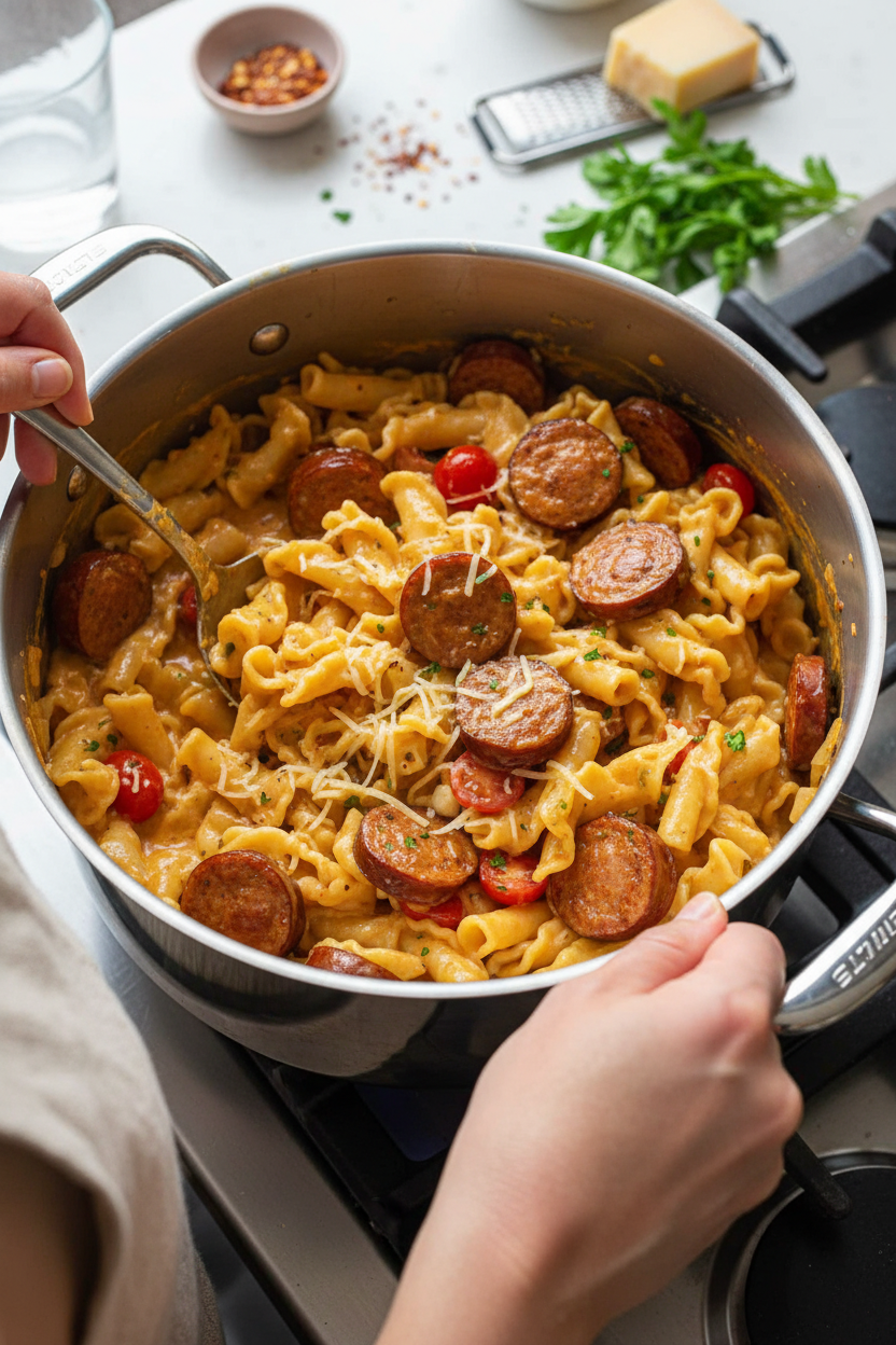 One Pot Spicy Sausage Pasta Recipe