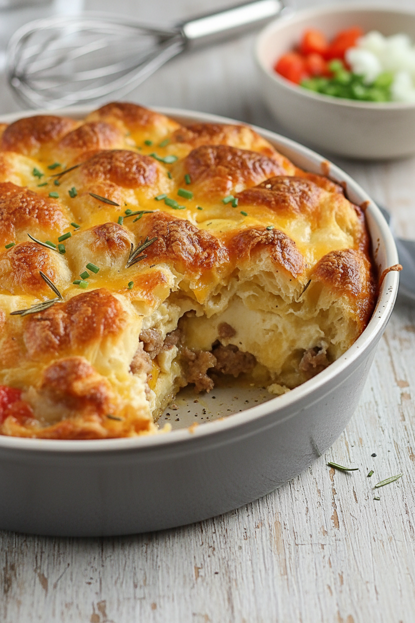 Overnight Croissant Breakfast Casserole Make Ahead