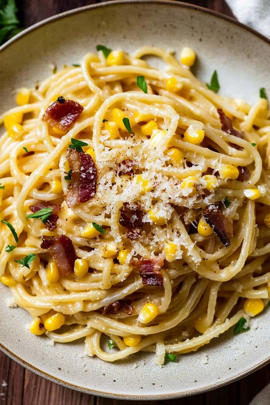 Parmesan Corn Bacon Pasta Recipe