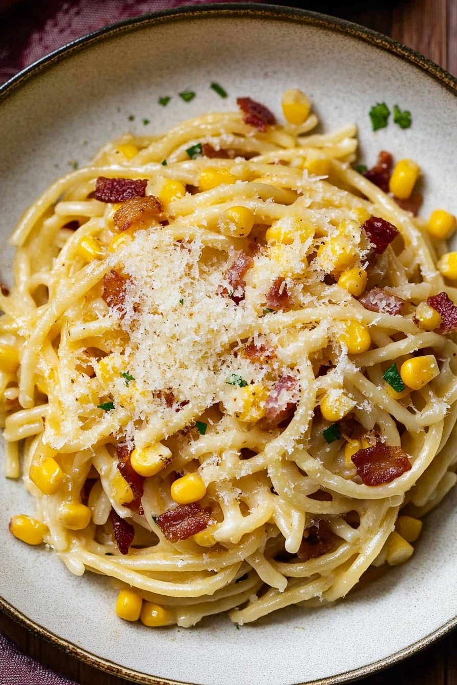 Parmesan Corn Bacon Pasta Recipe