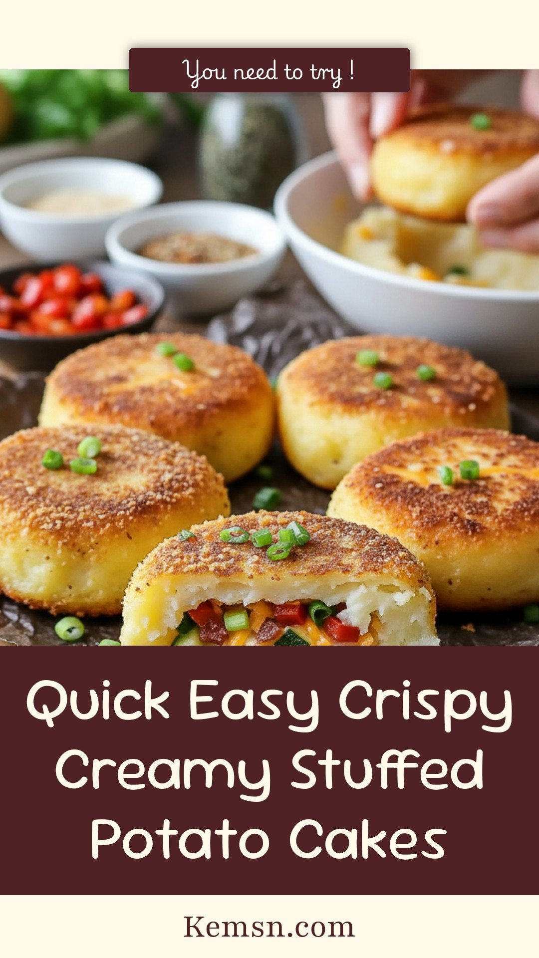 Quick Easy Crispy Creamy Stuffed Potato Cakes