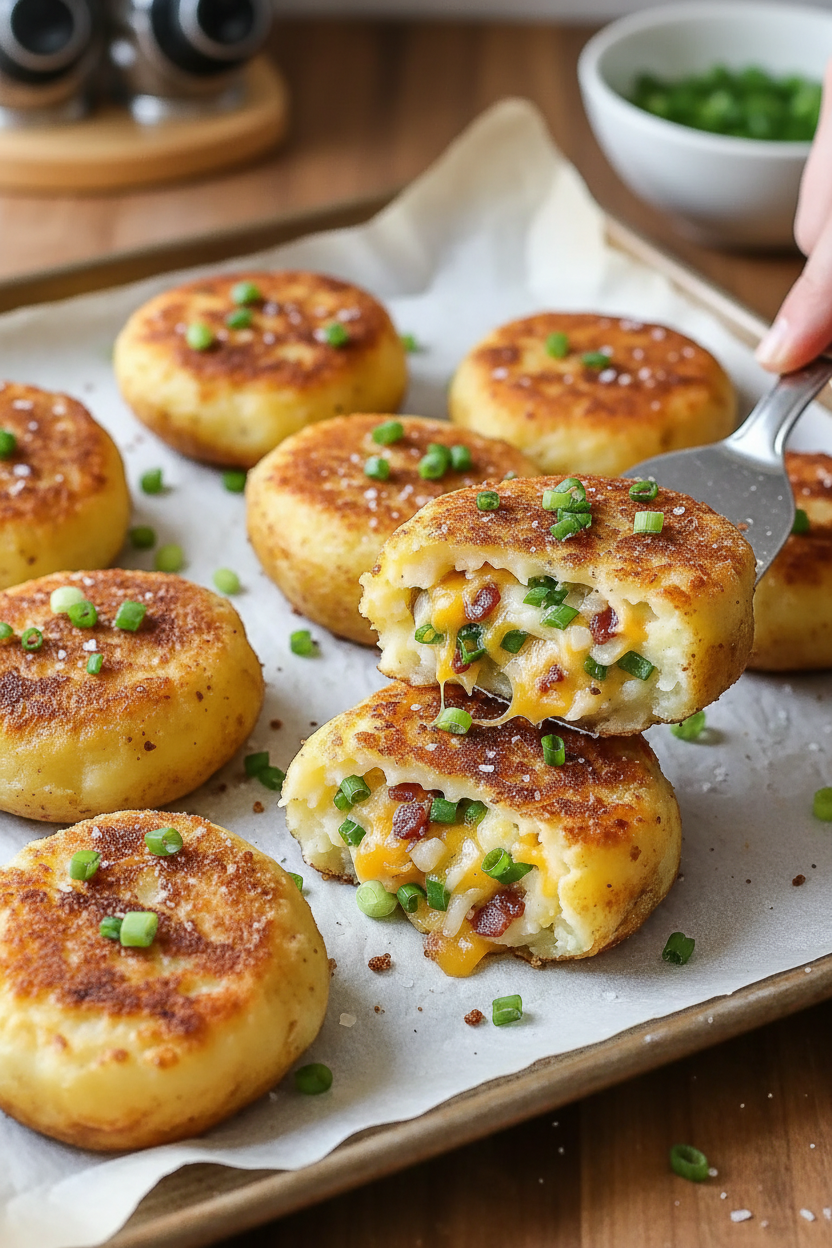 Quick Easy Crispy Creamy Stuffed Potato Cakes