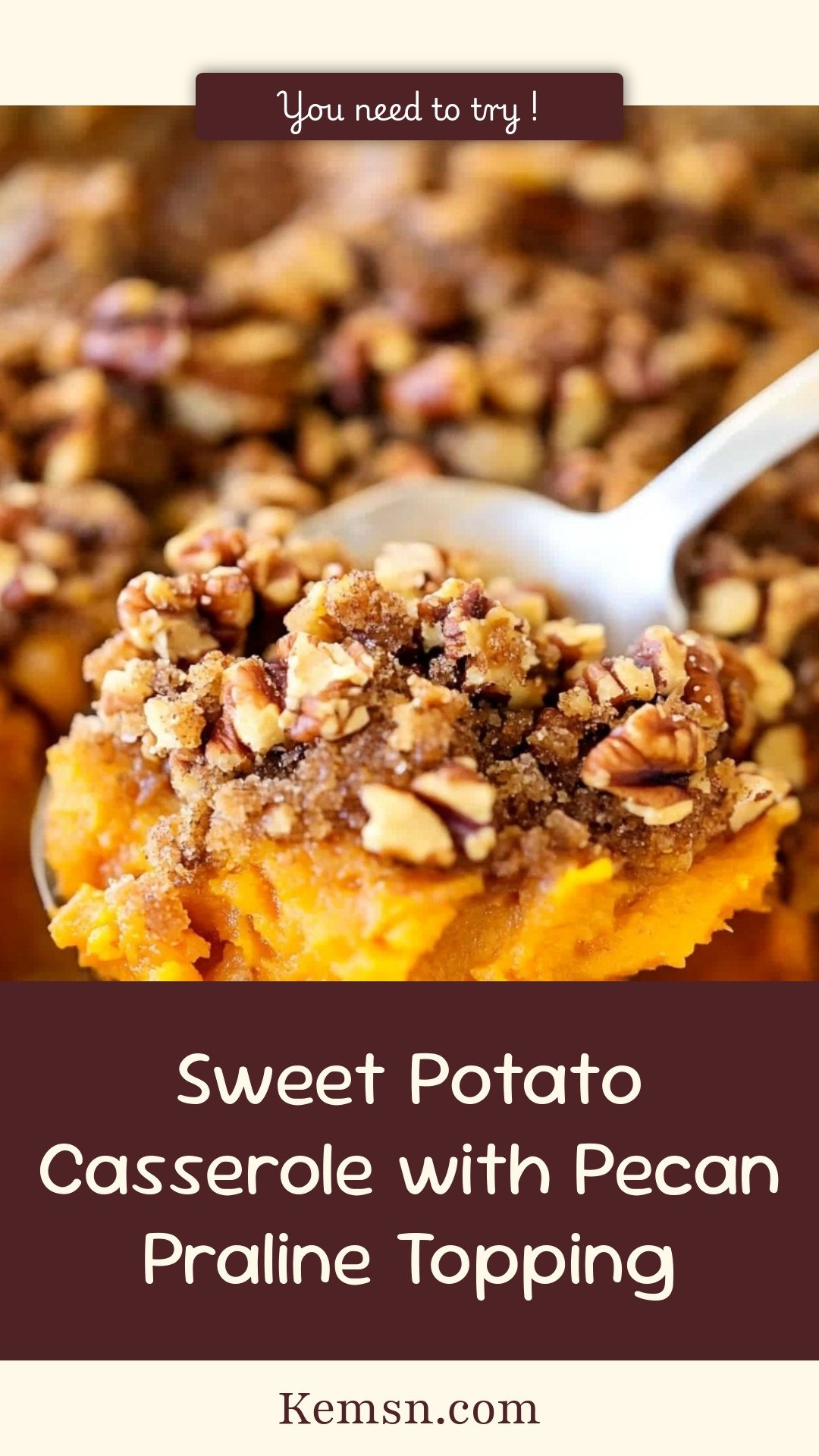 Sweet Potato Casserole with Pecan Praline Topping