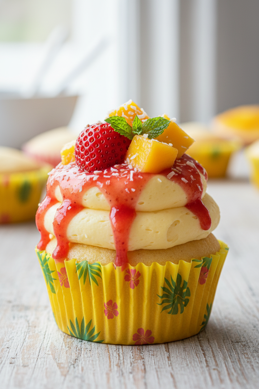Tropical Strawberry Mango Cupcake Dream