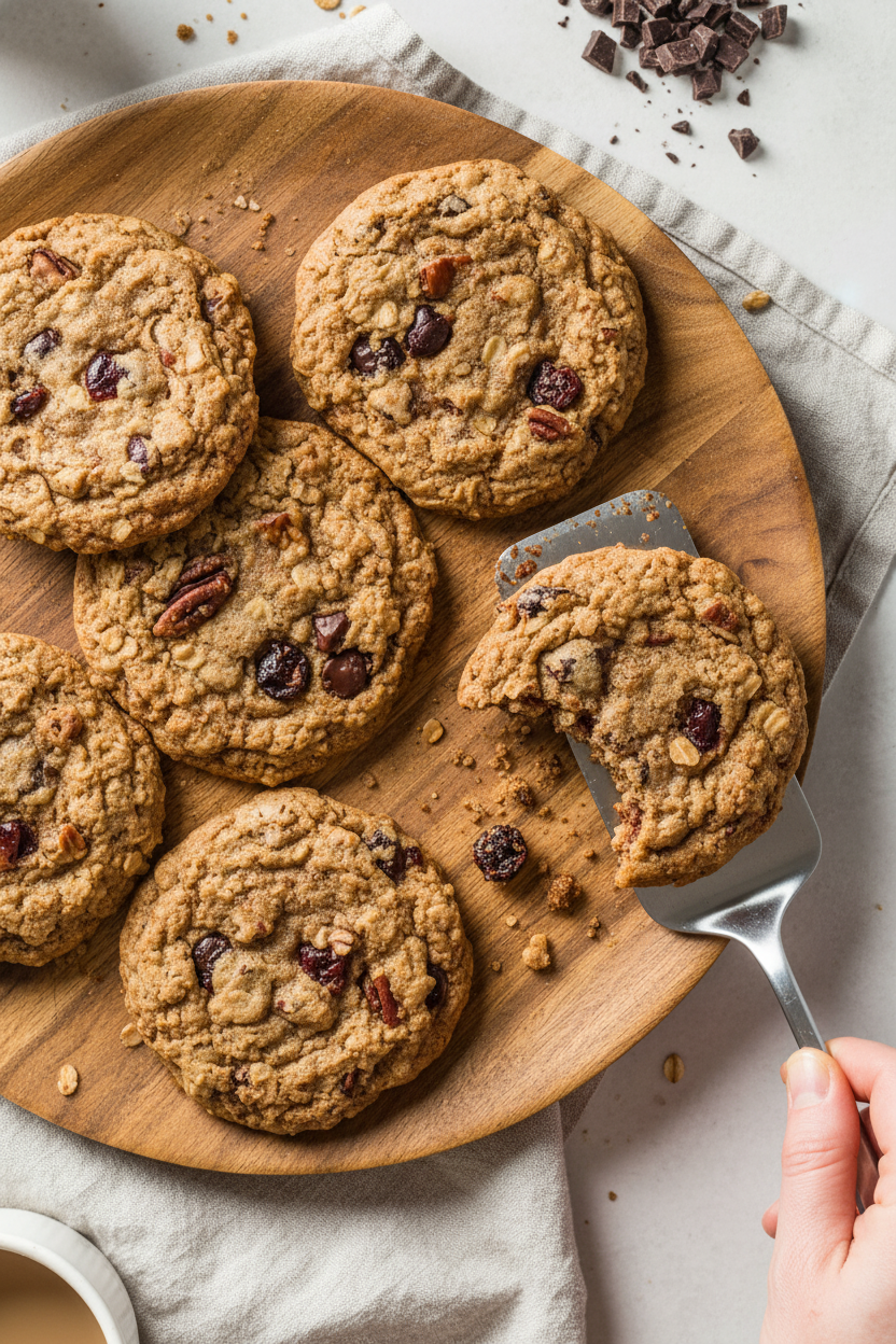 Cherry Pecan Chocolate Chunk Oatmeal Cookies