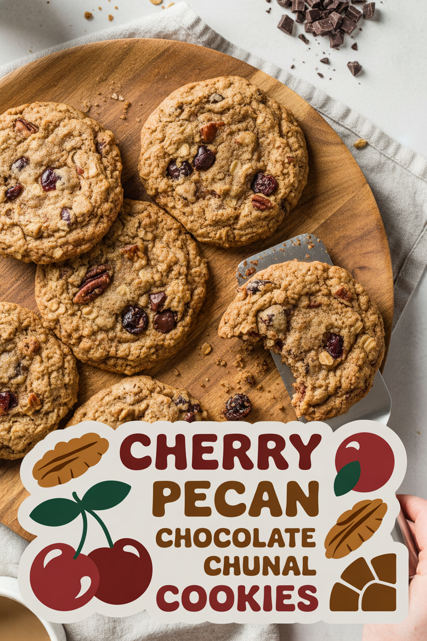 Cherry Pecan Chocolate Chunk Oatmeal Cookies