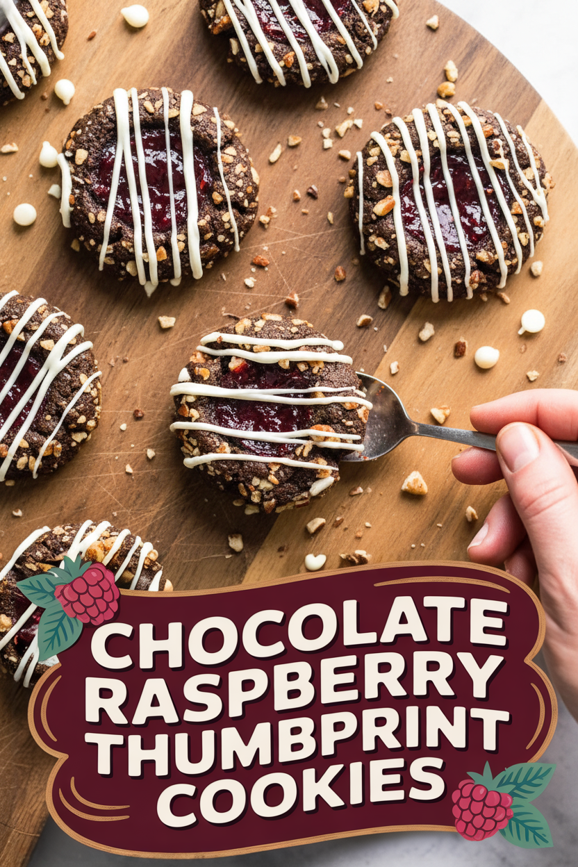 Chocolate Raspberry Thumbprint Cookies