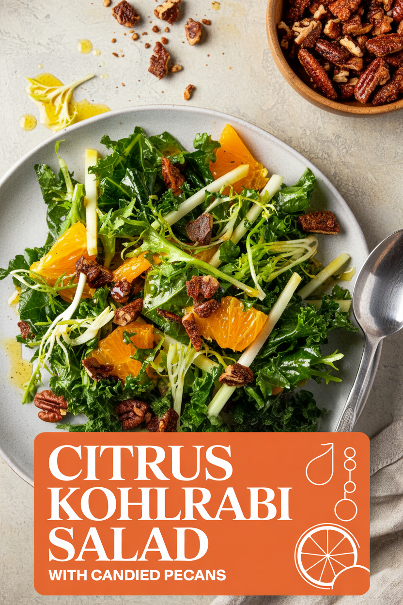 Citrus Kohlrabi Salad with Candied Pecans