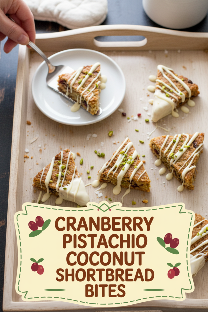 Cranberry Pistachio Coconut Shortbread Bites