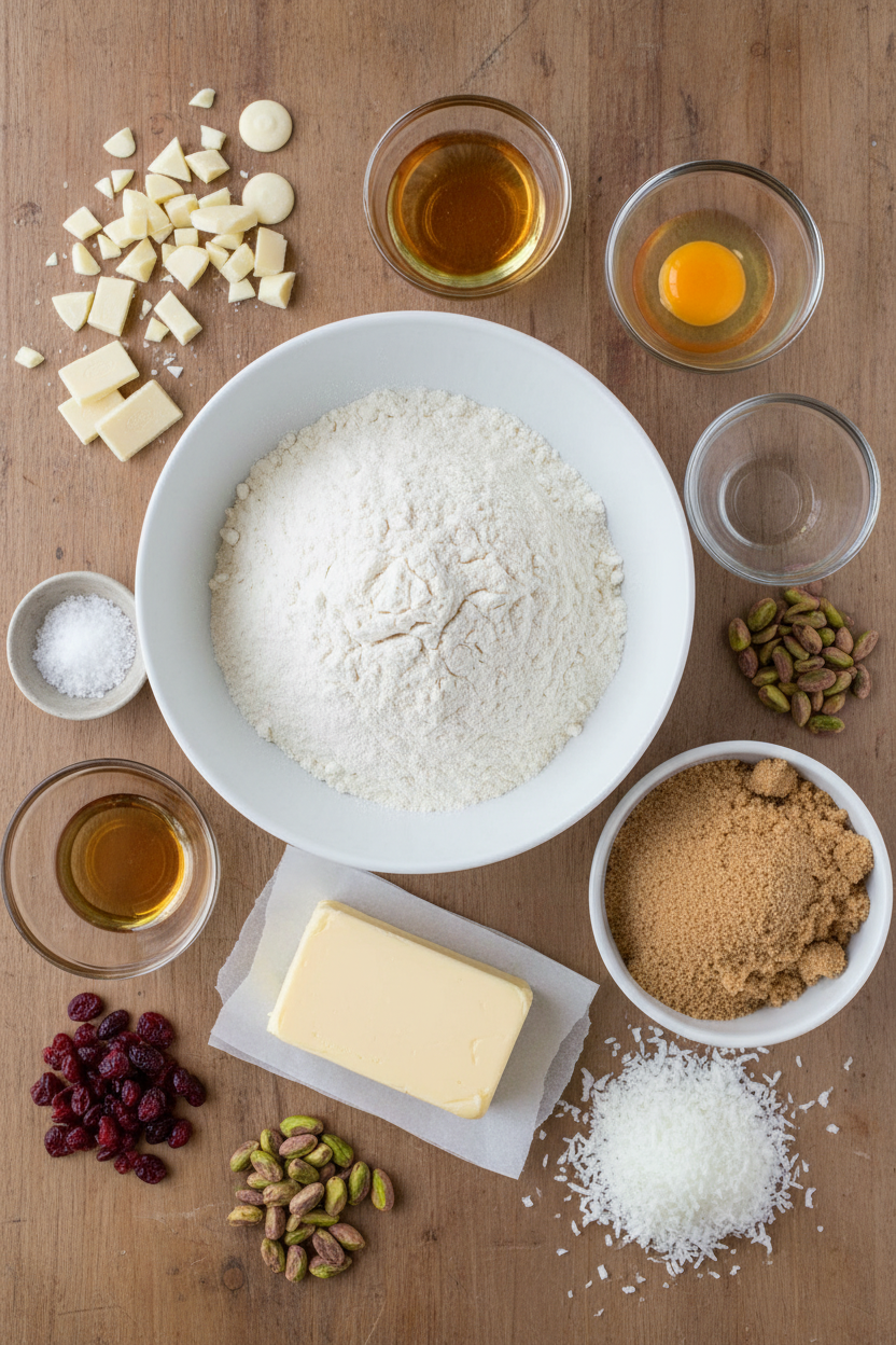 Cranberry Pistachio Coconut Shortbread Bites
