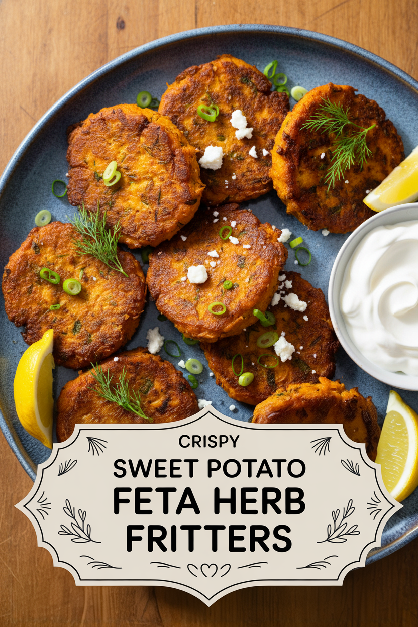 Crispy Sweet Potato Feta Herb Fritters