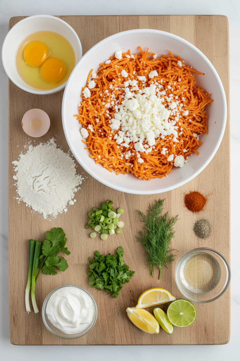 Crispy Sweet Potato Feta Herb Fritters