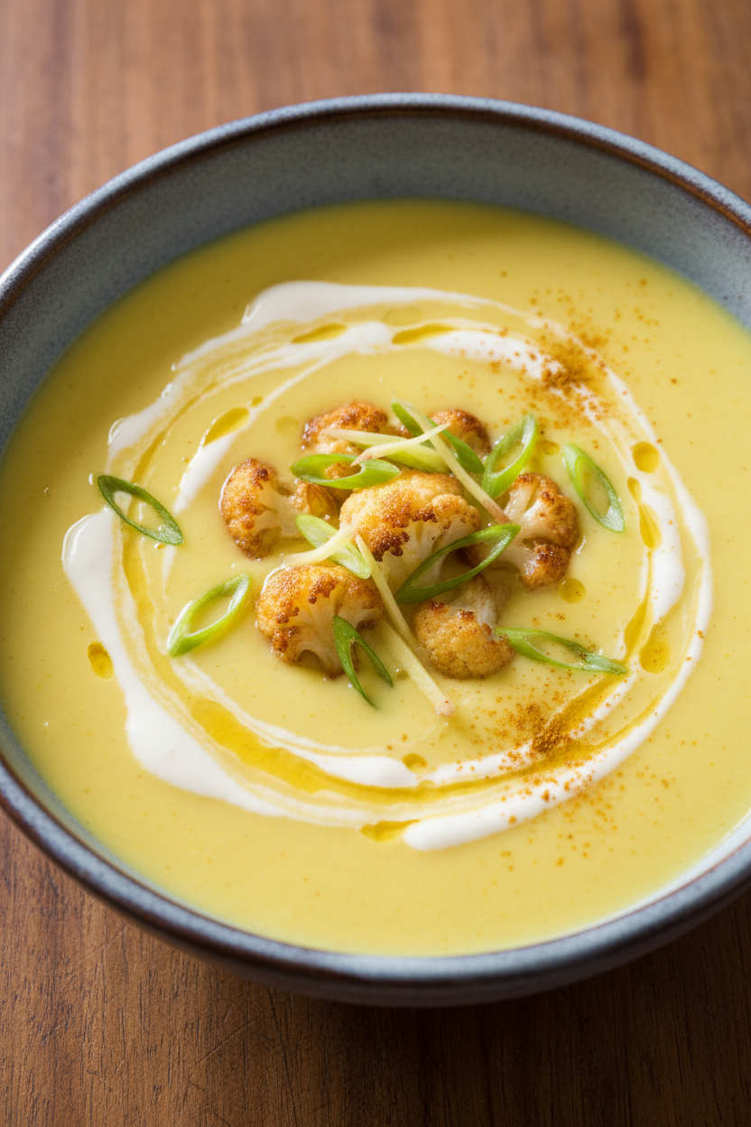 Curried Cauliflower Bisque with Cashew Cream