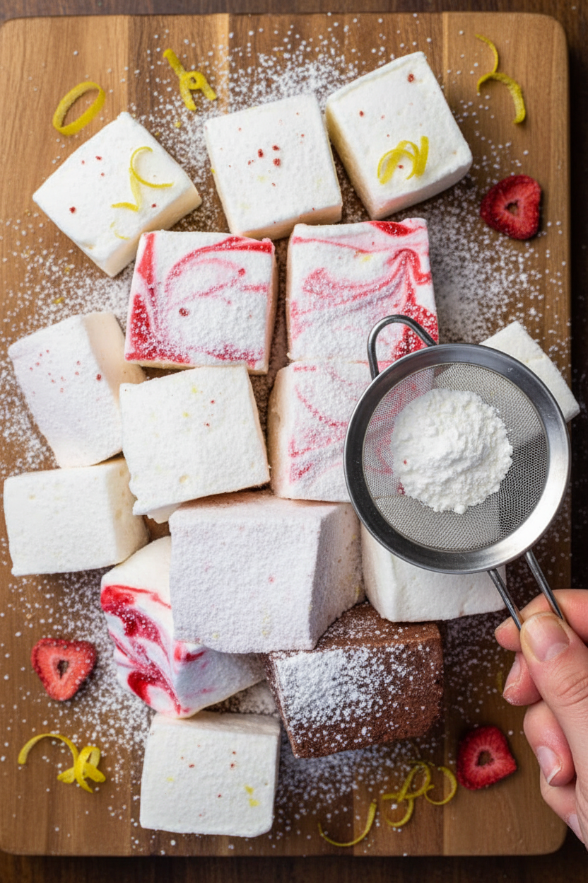 Fluffy Strawberry Lemon Marshmallows