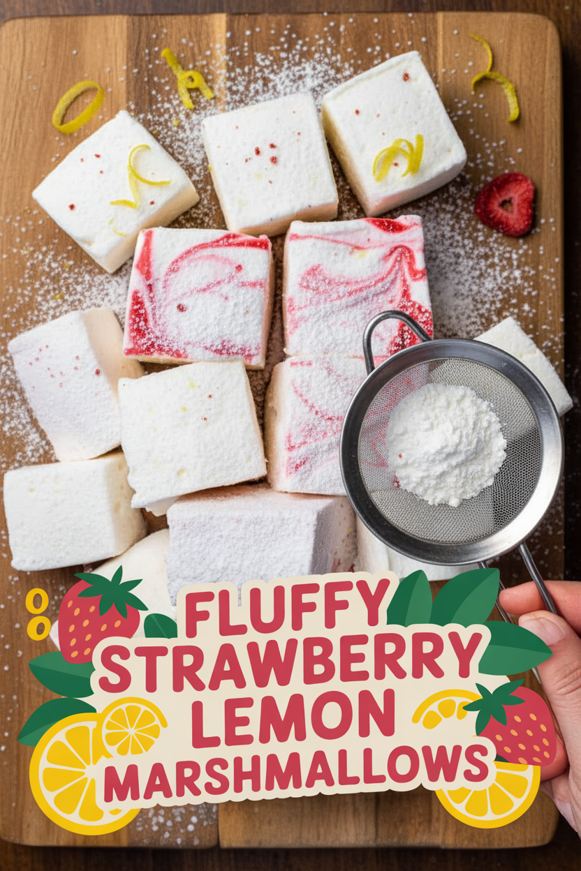 Fluffy Strawberry Lemon Marshmallows