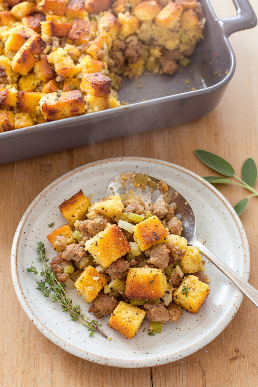 Golden Cornbread Sausage Stuffing