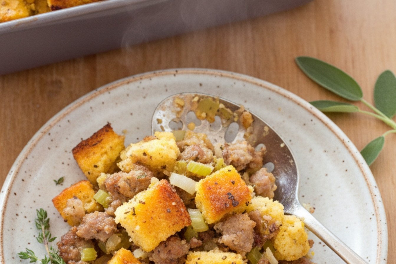 Golden Cornbread Sausage Stuffing