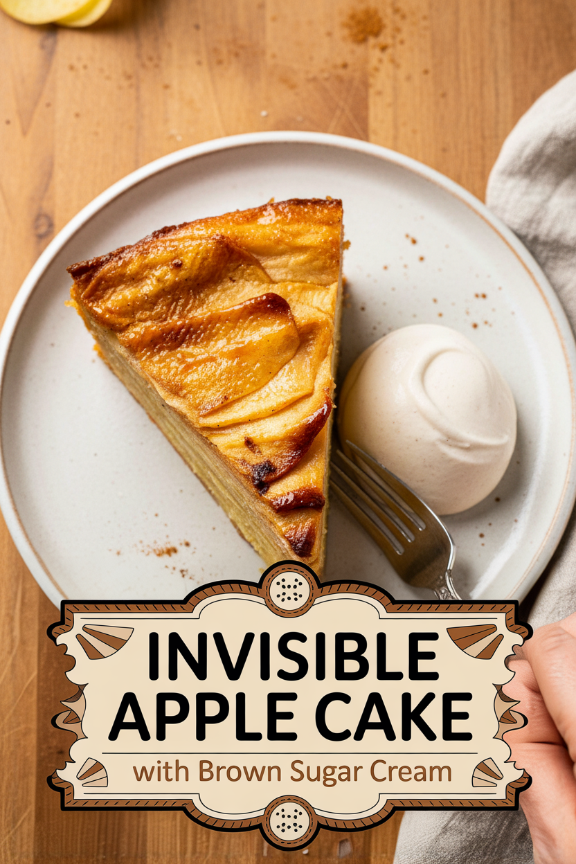 Invisible Apple Cake with Brown Sugar Cream
