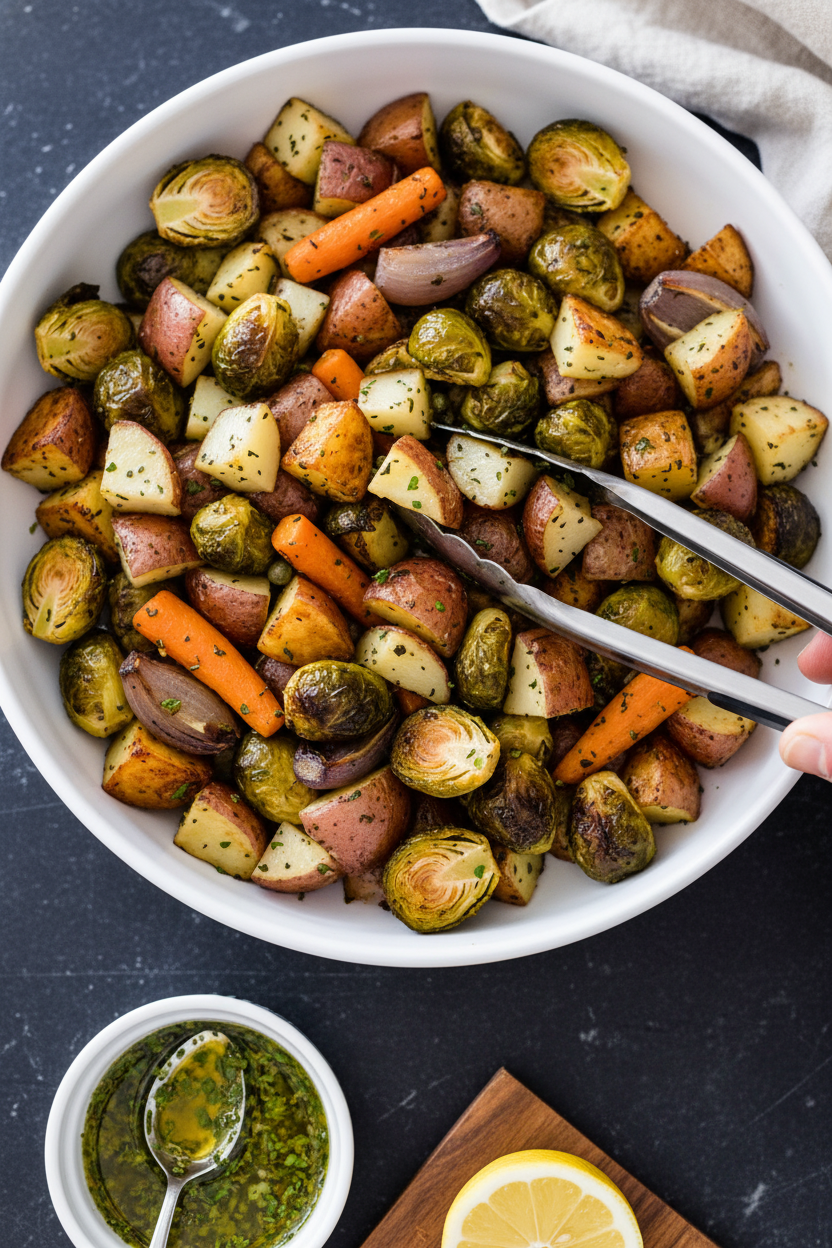 Lemon Caper Roasted Root Vegetables